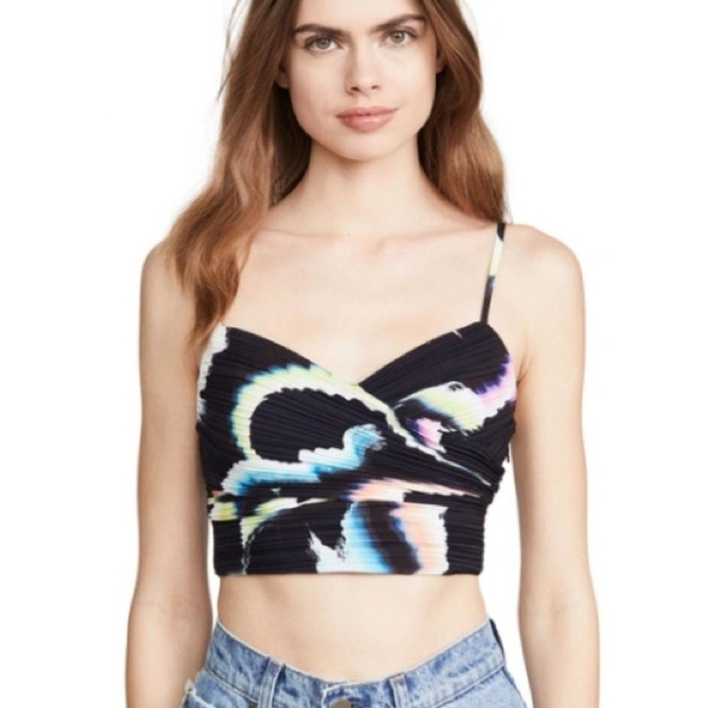 ALC women's black‎ tie dye 90s y2k vibe cropped tank top summer vacation size 0